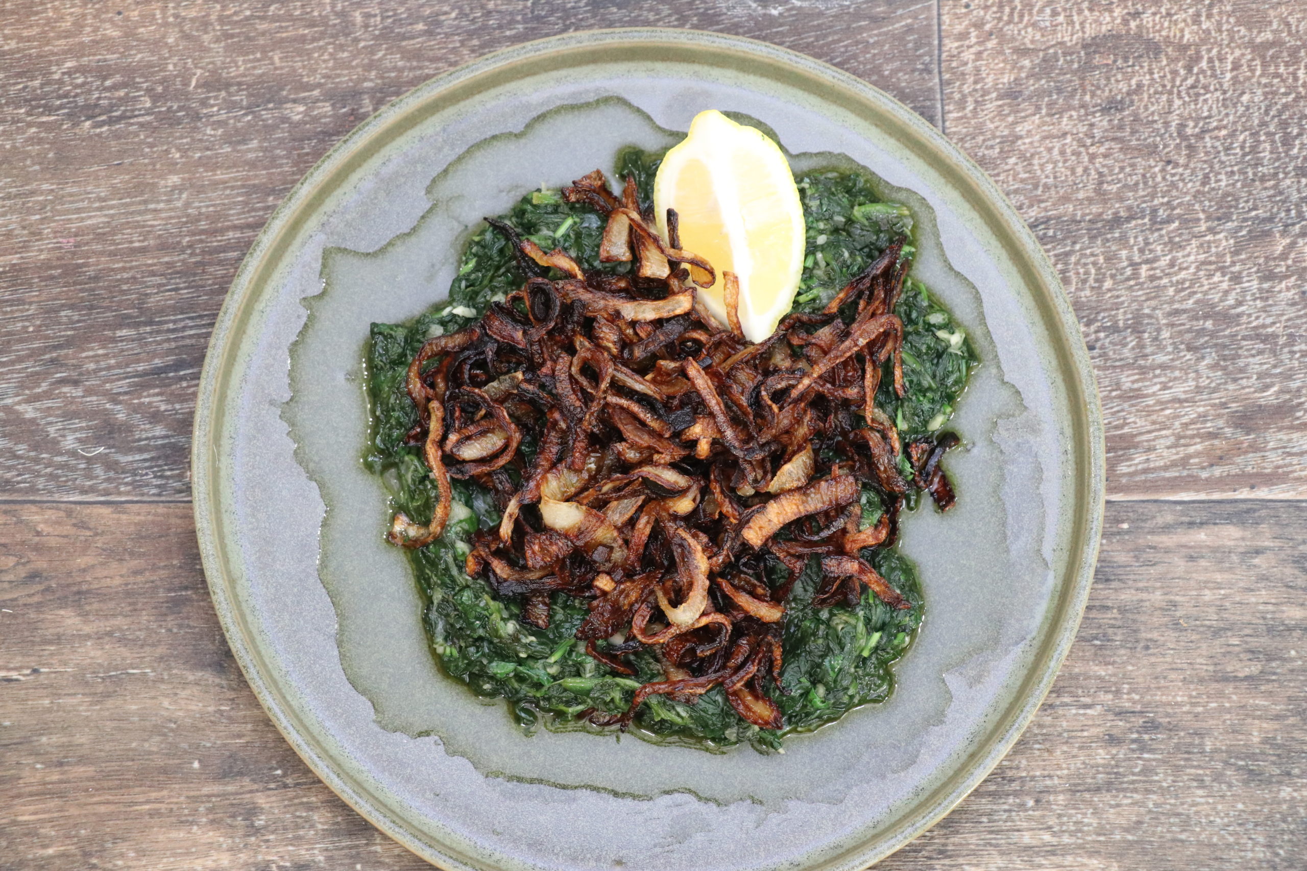 Fried Spinach with caramelised onion – Lebanese Meze