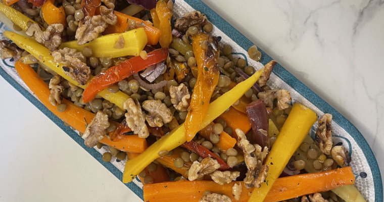 Vegan carrot and lentil salad
