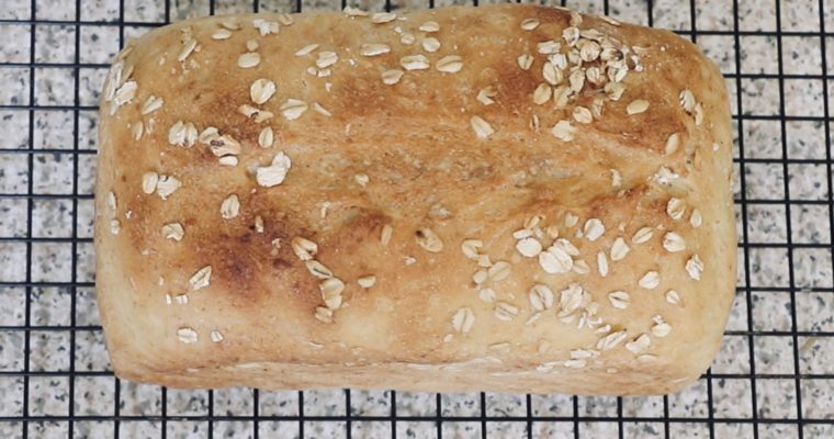 High protein vegan oat meal bread loaf