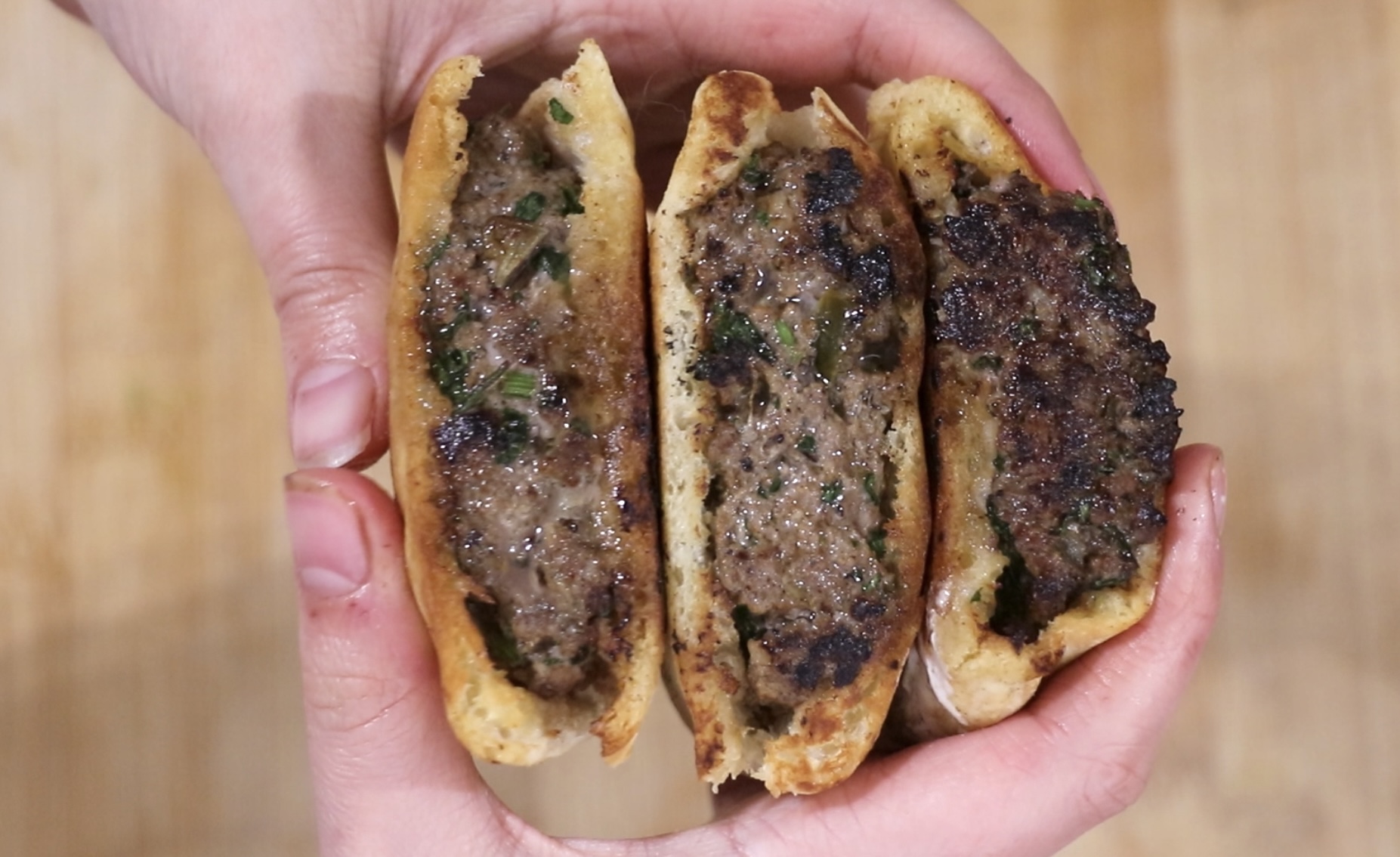 Palestinian Arayes- Kofta Stuffed pita