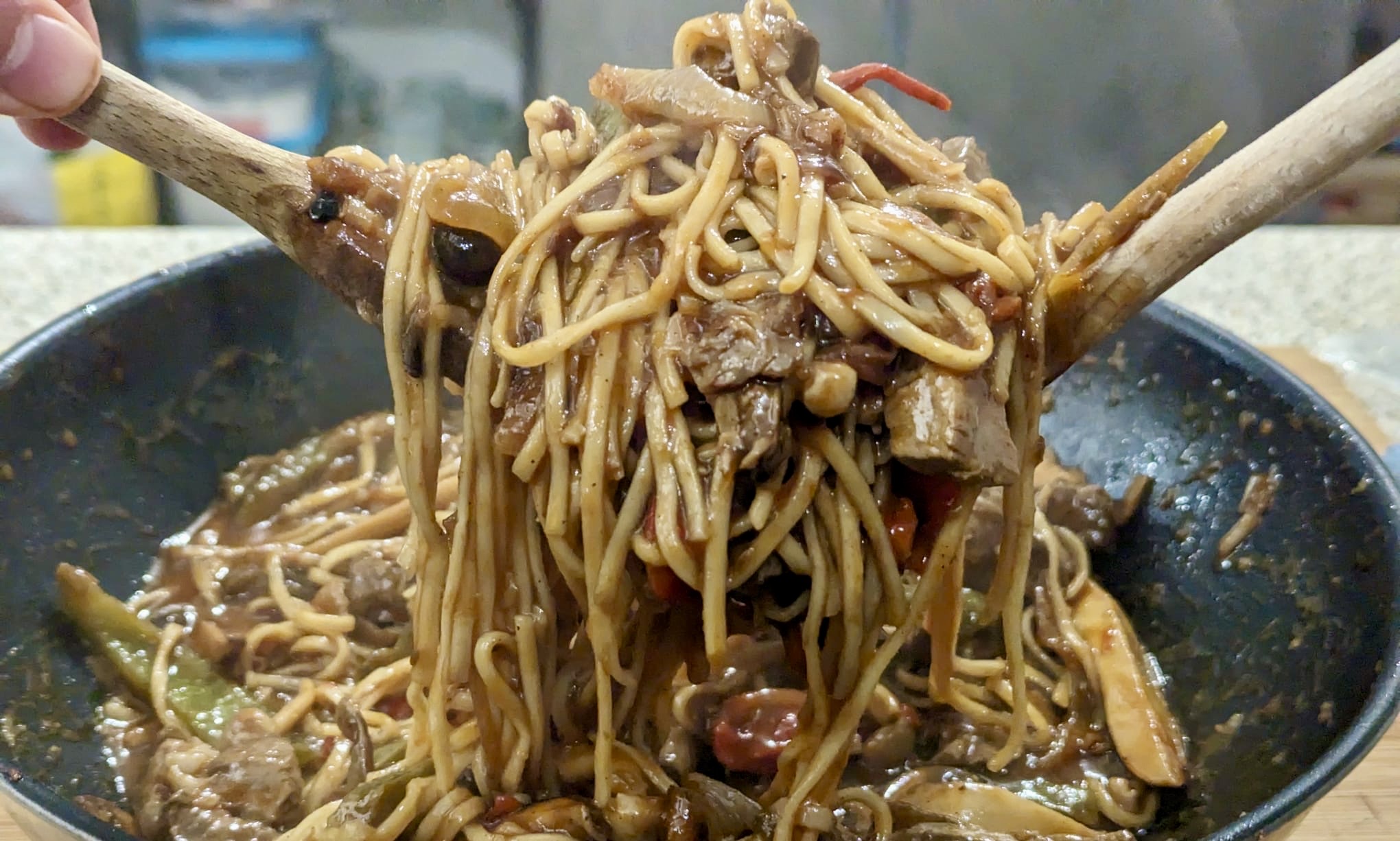 Lamb noodles with vegetable stir fry