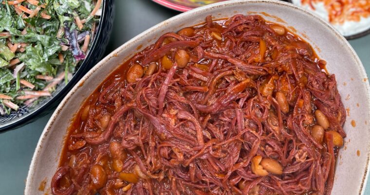Salt beef tacos with Mexican rice