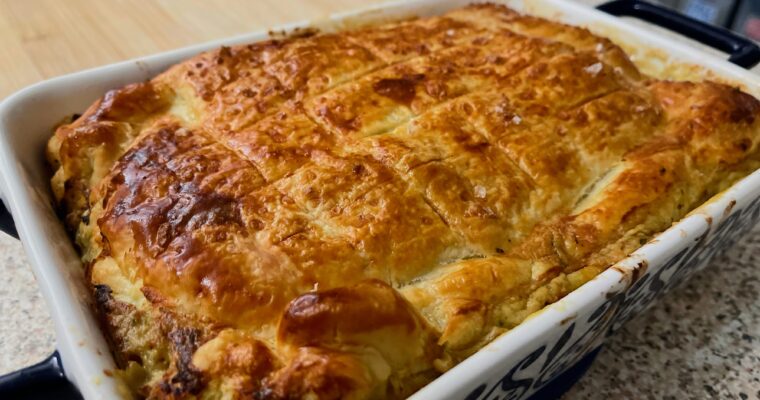 Chicken and leek pie