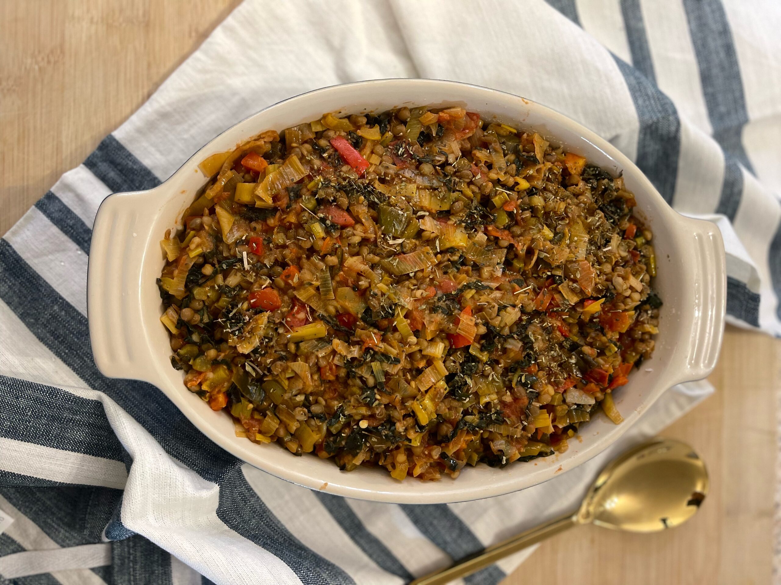 Lentil stew with healthy mash potato